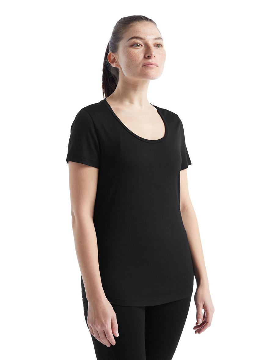 T Shirts Icebreaker Merino Sphere II Corta Sleeve Scoop Femme Noir | FR 1586HAPK